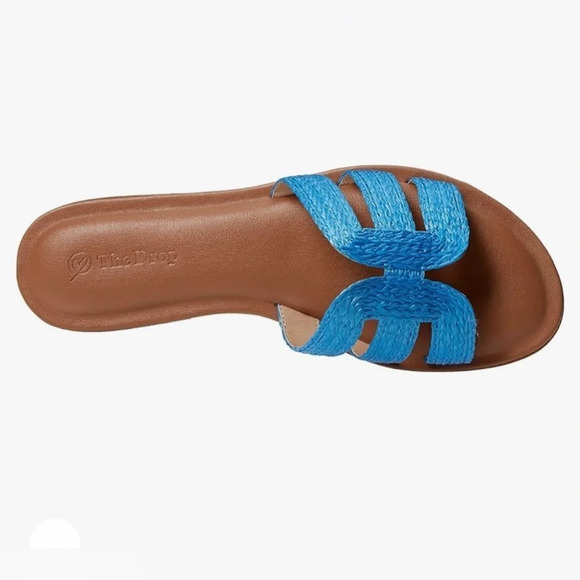 NWT The Drop Monika Flat H-Band Slide Ocean Blue Raffia Size 7.5 - Picture 1 of 10